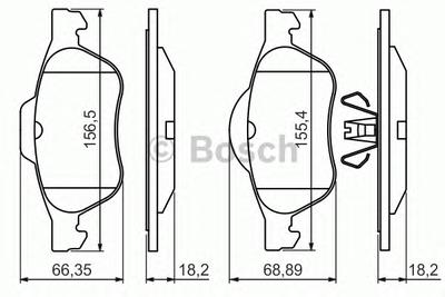 Комплект тормозных колодок, дисковый тормоз BOSCH 0986494439