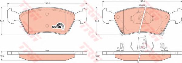 Комплект тормозных колодок, дисковый тормоз TRW