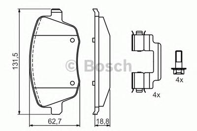 Комплект тормозных колодок, дисковый тормоз BOSCH 0986424829