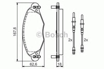 Комплект тормозных колодок, дисковый тормоз BOSCH 0986424581