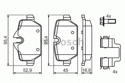 Комплект тормозных колодок, дисковый тормоз BOSCH 0986494269