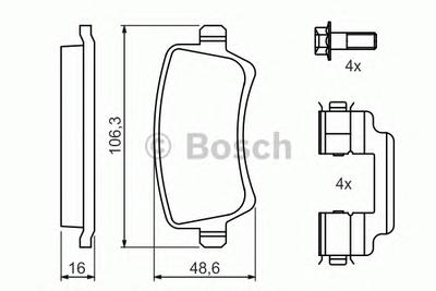 Комплект тормозных колодок, дисковый тормоз BOSCH 0986494213