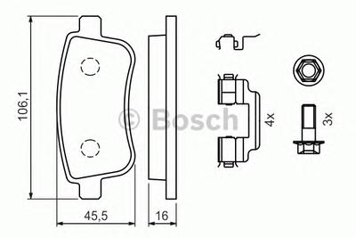 Комплект тормозных колодок, дисковый тормоз BOSCH 0986494384