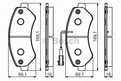 Комплект тормозных колодок, дисковый тормоз BOSCH 0986495095