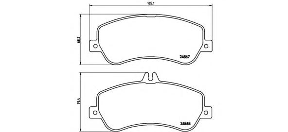Комплект тормозных колодок, дисковый тормоз BREMBO