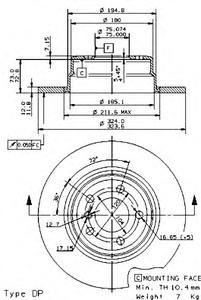 Тормозной диск BREMBO 08.7019.81