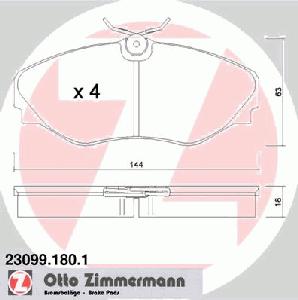 Комплект тормозных колодок, дисковый тормоз ZIMMERMANN 230991801