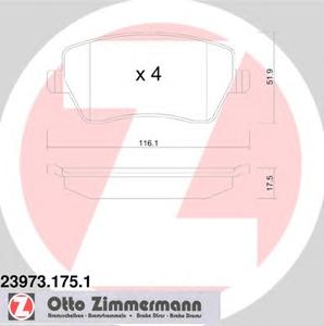 Комплект тормозных колодок, дисковый тормоз ZIMMERMANN 239731751