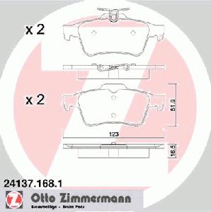 Комплект тормозных колодок, дисковый тормоз ZIMMERMANN 241371681