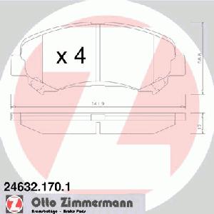 Комплект тормозных колодок, дисковый тормоз ZIMMERMANN 246321701