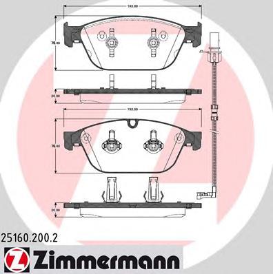 Комплект тормозных колодок, дисковый тормоз ZIMMERMANN