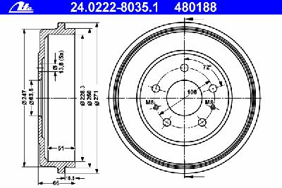 Тормозной барабан ATE 24.0222-8035.1