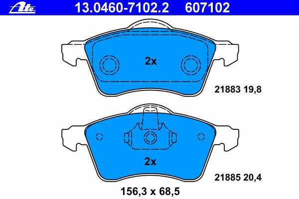 Комплект тормозных колодок, дисковый тормоз ATE