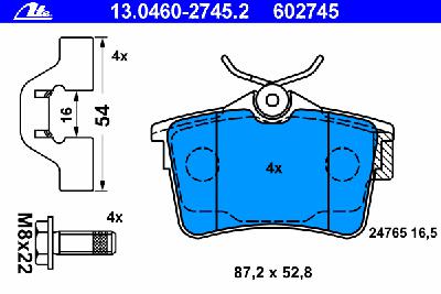 Комплект тормозных колодок, дисковый тормоз ATE 13.0460-2745.2