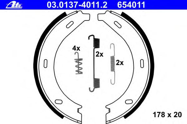 Комплект тормозных колодок, стояночная тормозная система ATE