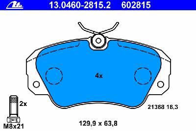 Комплект тормозных колодок, дисковый тормоз ATE 13.0460-2815.2