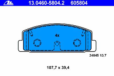 Комплект тормозных колодок, дисковый тормоз ATE 13.0460-5804.2