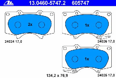 Комплект тормозных колодок, дисковый тормоз ATE 13.0460-5747.2