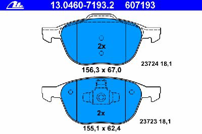 Комплект тормозных колодок, дисковый тормоз ATE