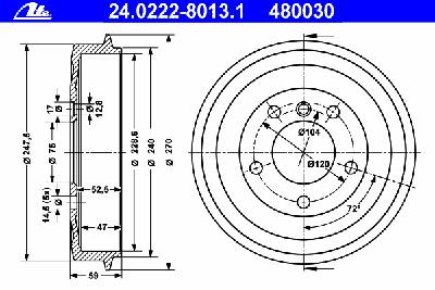 Тормозной барабан ATE 24.0222-8013.1