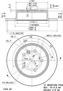 Тормозной диск BREMBO 08.A150.11