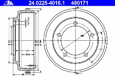 Тормозной барабан ATE 24.0225-4016.1