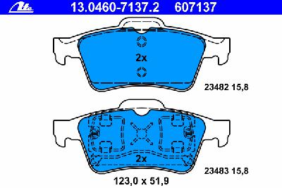 Комплект тормозных колодок, дисковый тормоз ATE 13.0460-7137.2