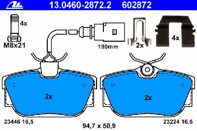 Комплект тормозных колодок, дисковый тормоз ATE 13.0460-2872.2