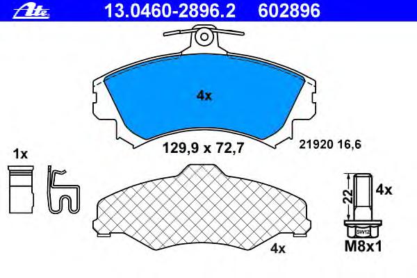 Комплект тормозных колодок, дисковый тормоз ATE