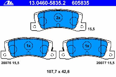 Комплект тормозных колодок, дисковый тормоз ATE 13.0460-5835.2
