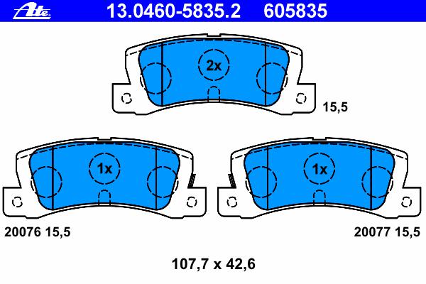 Комплект тормозных колодок, дисковый тормоз ATE
