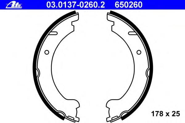 Комплект тормозных колодок, стояночная тормозная система ATE