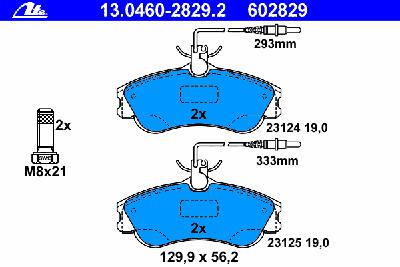 Комплект тормозных колодок, дисковый тормоз ATE 13.0460-2829.2