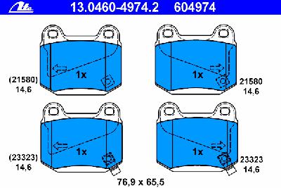 Комплект тормозных колодок, дисковый тормоз ATE 13.0460-4974.2