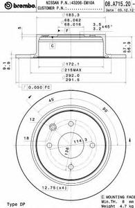 Тормозной диск BREMBO 08.A715.20