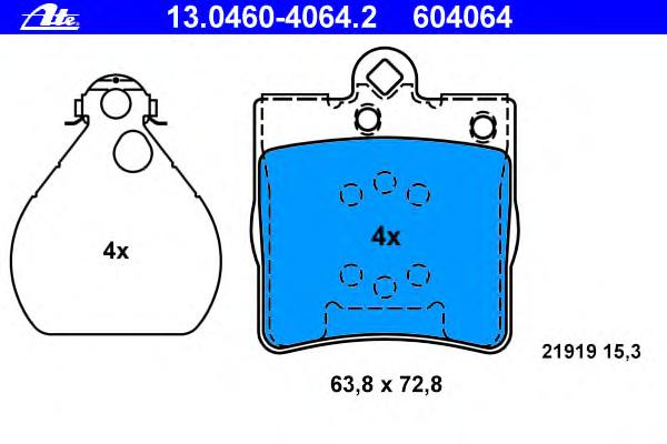 Комплект тормозных колодок, дисковый тормоз ATE