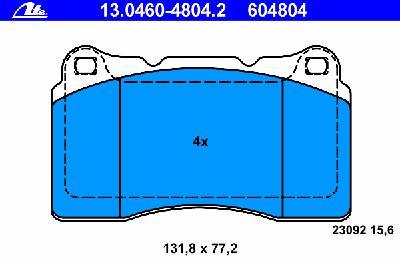 Комплект тормозных колодок, дисковый тормоз ATE 13.0460-4804.2