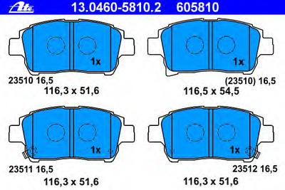Комплект тормозных колодок, дисковый тормоз ATE 13.0460-5810.2