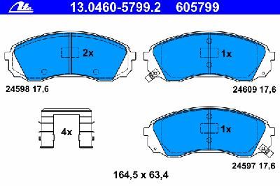 Комплект тормозных колодок, дисковый тормоз ATE 13.0460-5799.2