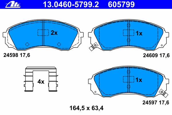 Комплект тормозных колодок, дисковый тормоз ATE