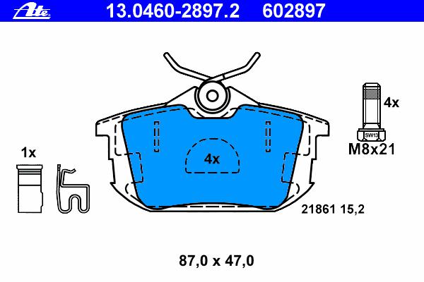 Комплект тормозных колодок, дисковый тормоз ATE