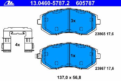 Комплект тормозных колодок, дисковый тормоз ATE 13.0460-5787.2