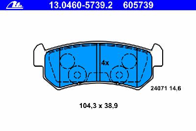 Комплект тормозных колодок, дисковый тормоз ATE 13.0460-5739.2