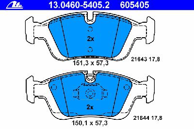 Комплект тормозных колодок, дисковый тормоз ATE 13.0460-5405.2