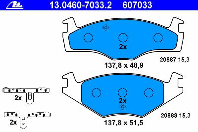 Комплект тормозных колодок, дисковый тормоз ATE 13.0460-7033.2