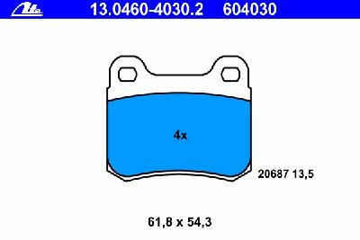 Комплект тормозных колодок, дисковый тормоз ATE 13.0460-4030.2
