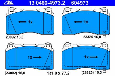 Комплект тормозных колодок, дисковый тормоз ATE 13.0460-4973.2