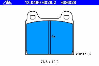 Комплект тормозных колодок, дисковый тормоз ATE 13.0460-6028.2