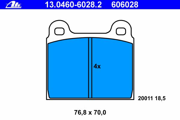 Комплект тормозных колодок, дисковый тормоз ATE