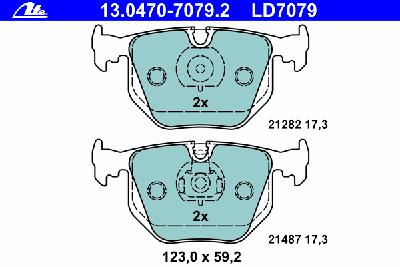Комплект тормозных колодок, дисковый тормоз ATE 13.0470-7079.2